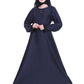 Modest City Beautiful Self Design Blue Plain Nida Abaya With Hijab_0236