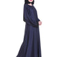 Modest City Beautiful Self Design Blue Plain Nida Abaya With Hijab_0236