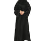 Modest City Self Design Plain Black Nida with Flower Abaya or Burqa With Hijab for Women & Girls-Series Laiba