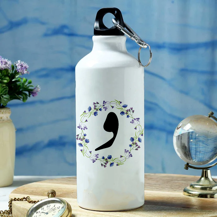 Arabic Alphabet Printed Sports Water Bottle for Travelling, Cycling (Arabic_026) 600 ml