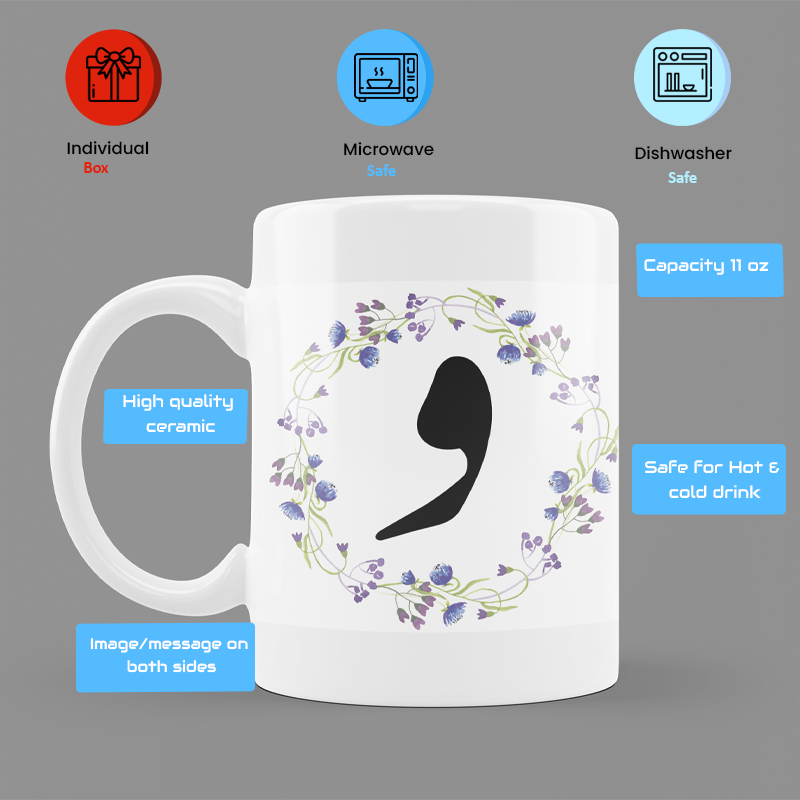 Modest City Beautiful 'Arabic Alphabet' Printed White Ceramic Coffee Mug (026)
