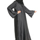 Modest City Self Design Plain Grey Nida with Flower Abaya or Burqa With Hijab for Women & Girls-Series Laiba