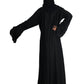 Beautiful Self Design Black Frill Art Silk Abaya With Hijab_0629