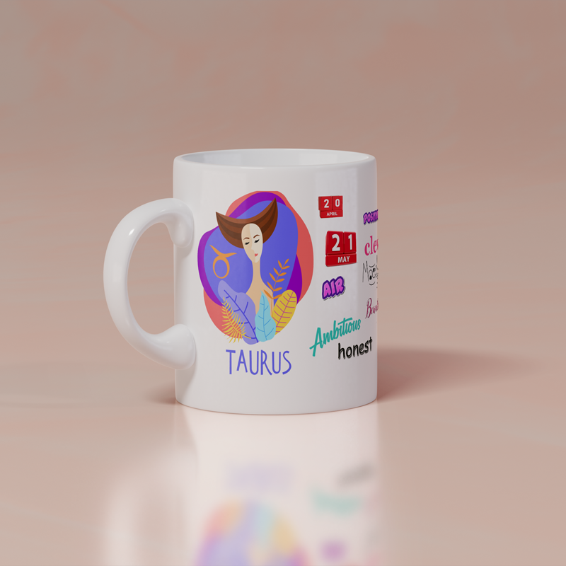 Modest City Beautiful Exclusive Taurus Zodiac Sign Round Ceramic Coffee Mug