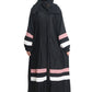 Modest City Self Design Front Open Nida Fabric Abaya or Burqa With Contrast Stripes for Women & Girls-Series Laiba