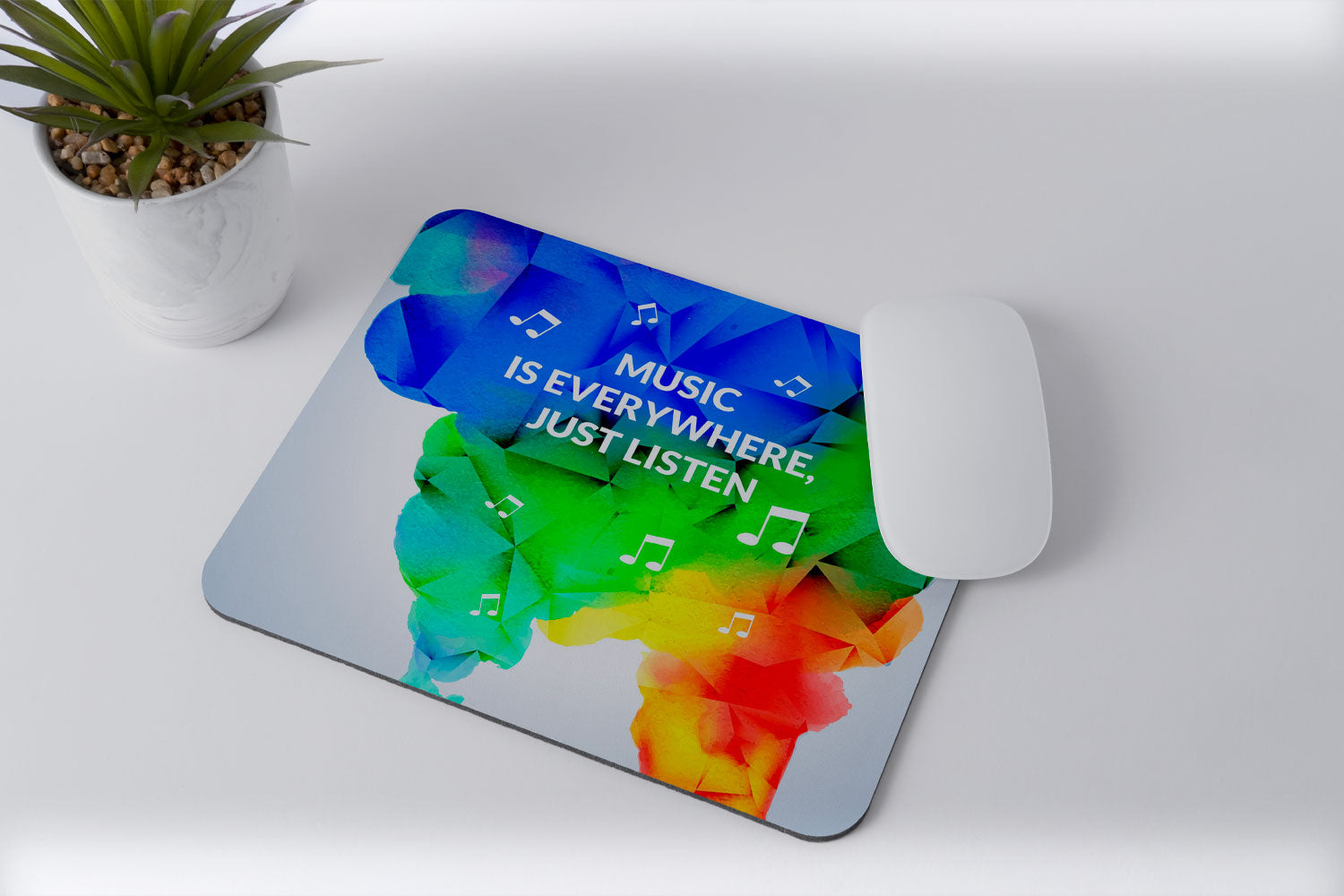 Modest City Beautiful 'Music Is Everywhere Just Listen' Printed Rubber Base Anti-Slippery Motivational Design Mousepad for Computer, PC, Laptop_005