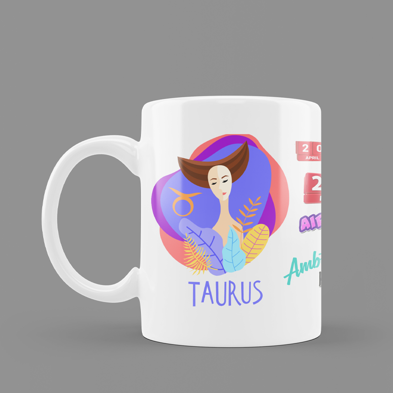 Modest City Beautiful Exclusive Taurus Zodiac Sign Round Ceramic Coffee Mug
