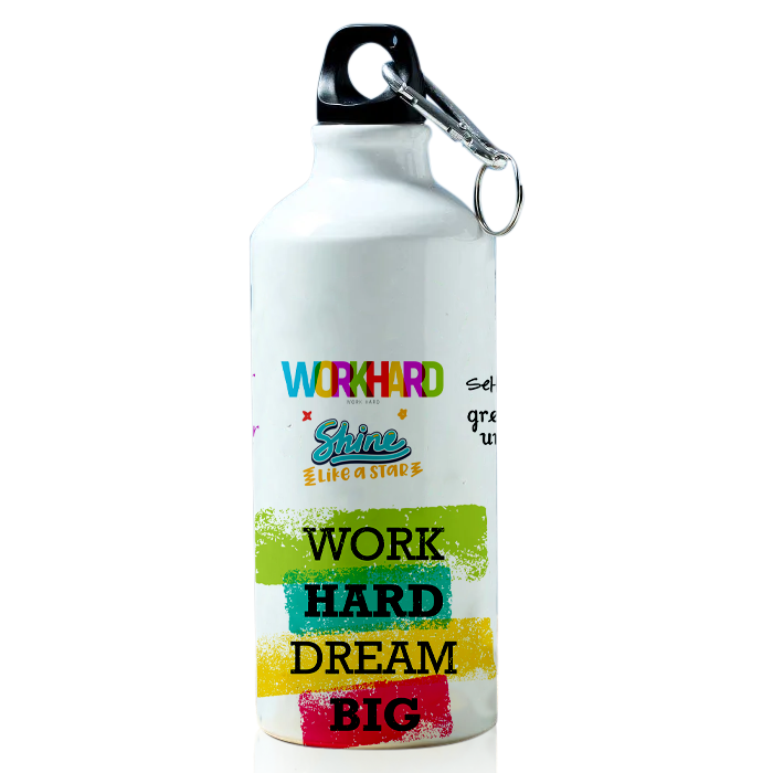 Modest City Beautiful Motivational Quote Design Printed Sports Water Bottles 600ml Sipper (Work Hard Dream Big)