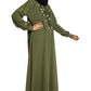 Modest City Beautiful Self Design Gala Embroidery Crepe Fabric Parrot Green Abaya or Burqa With Hijab for Women & Girls- Series Laiba