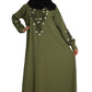 Modest City Beautiful Self Design Gala Embroidery Crepe Fabric Parrot Green Abaya or Burqa With Hijab for Women & Girls- Series Laiba