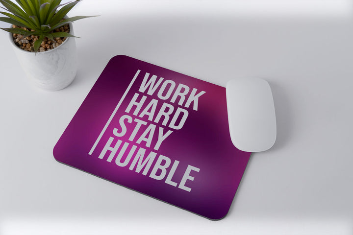 Modest City Beautiful 'Work Hard Stay Humble' Printed Rubber Base Anti-Slippery Motivational Design Mousepad for Computer, PC, Laptop_006