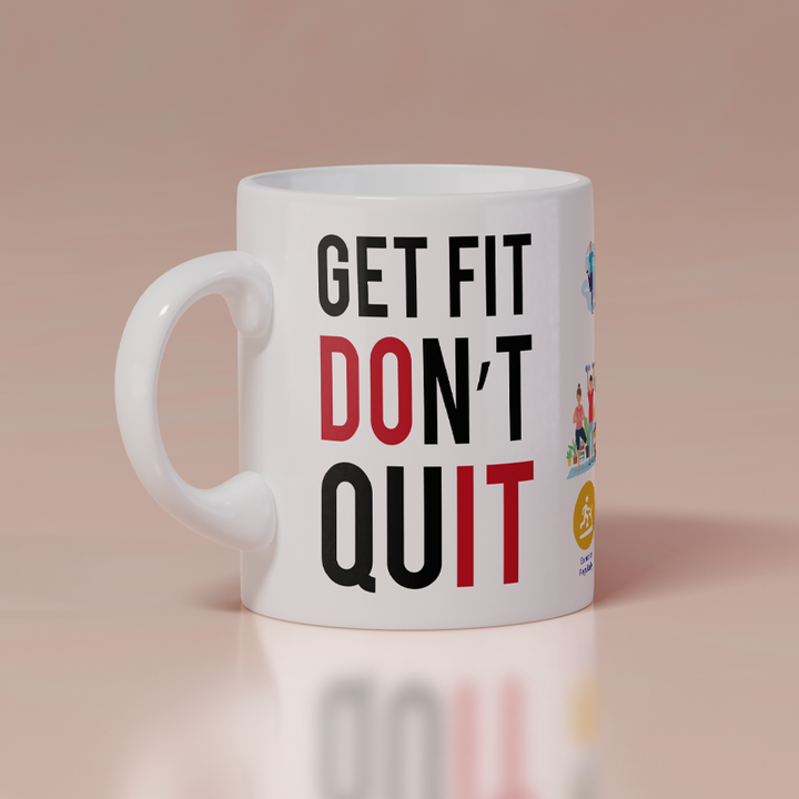 Modest City Beautiful Gym Design Printed White Ceramic Coffee Mug (Get Fit Don't Quit)