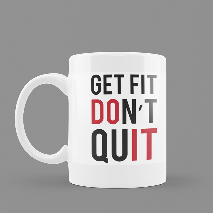 Modest City Beautiful Gym Design Printed White Ceramic Coffee Mug (Get Fit Don't Quit)