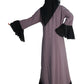 Beautiful Self Design Beige Frill Art Silk Abaya With Hijab_0631