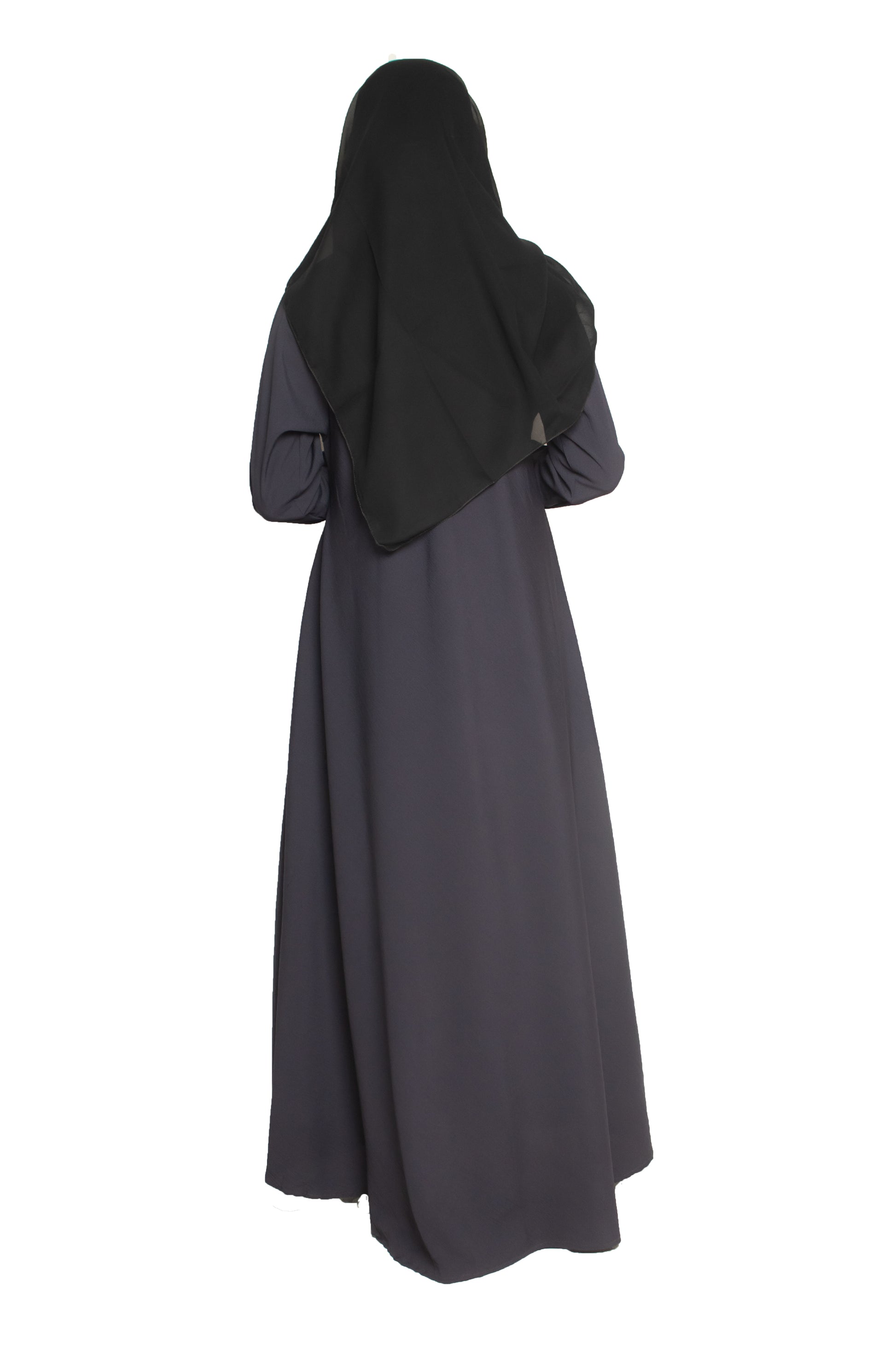 Modest City Self Design Plain Blue Front 4 Button Abaya or Burqa With Hijab for Women & Girls-Series Laiba
