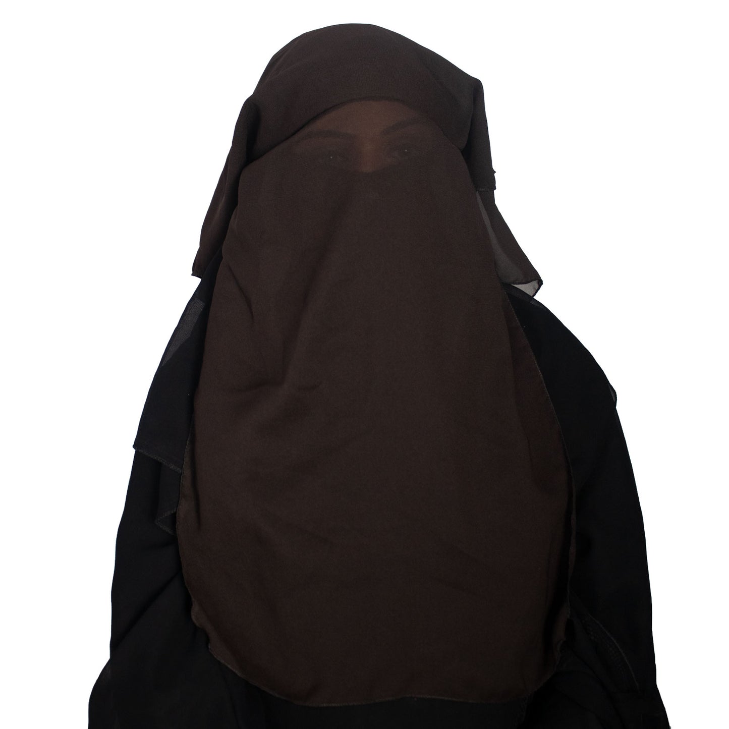 Products Beautiful Self Design Dark Brown 4 Layer Georgette Nose Piece (Niqab_001)