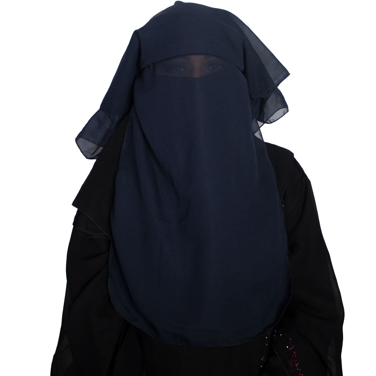 Beautiful Self Design Blue 4Layer Georgette Nose Piece (Niqab_010)