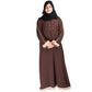 Beautiful Self Design Brown Crepe Abaya Without Hijab