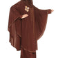 Modest City Self Design Brown Broach Nida Abaya or Burqa With Georgette Layer With Hijab foir Women & Girls-Series Laiba