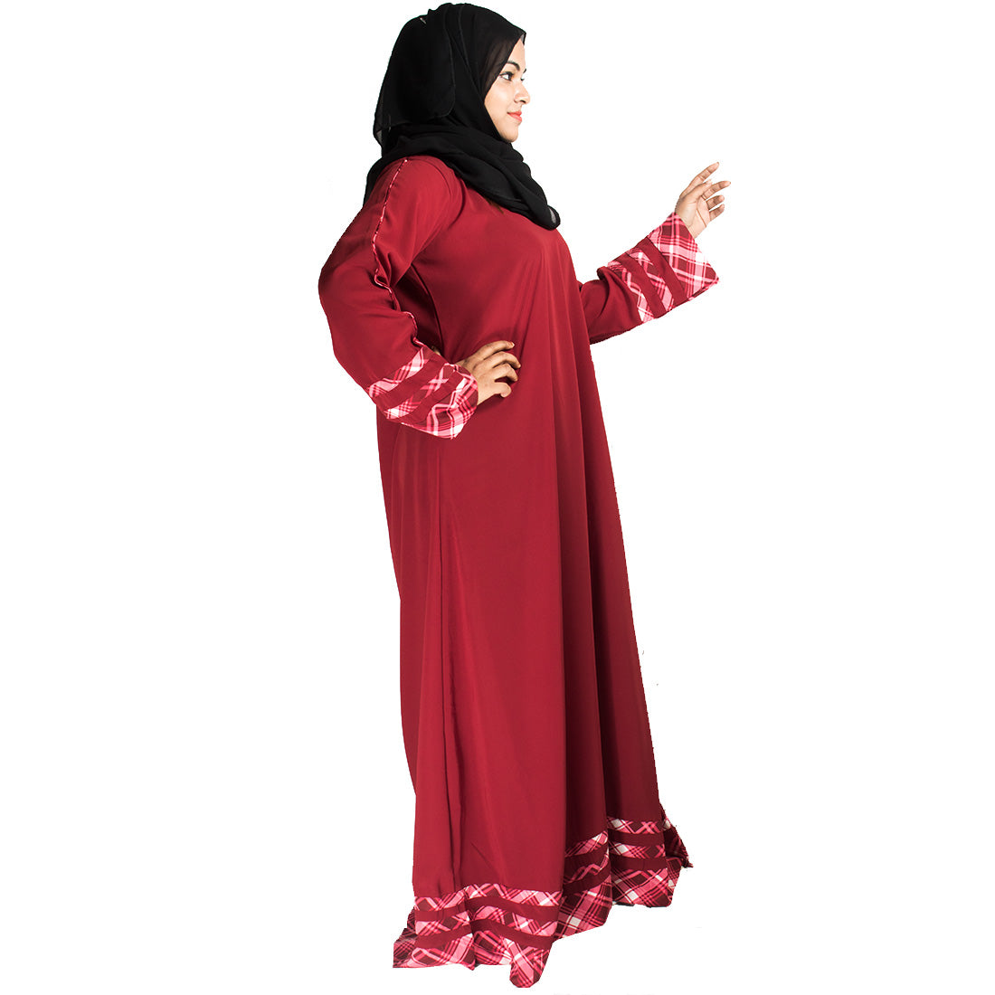 Beautiful Self Design Maroon Crepe Abaya Without Hijab_0410