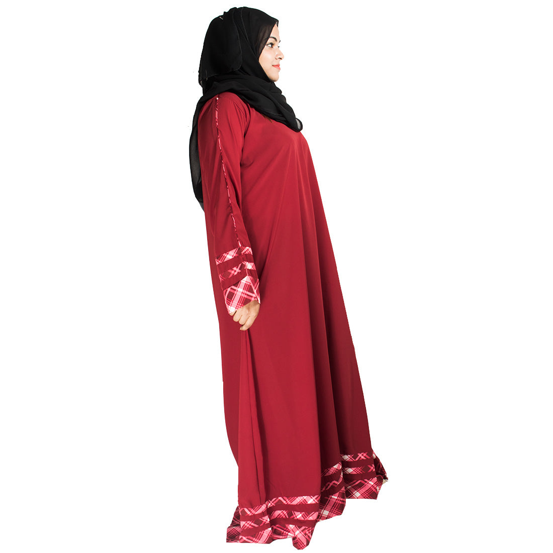 Beautiful Self Design Maroon Crepe Abaya Without Hijab