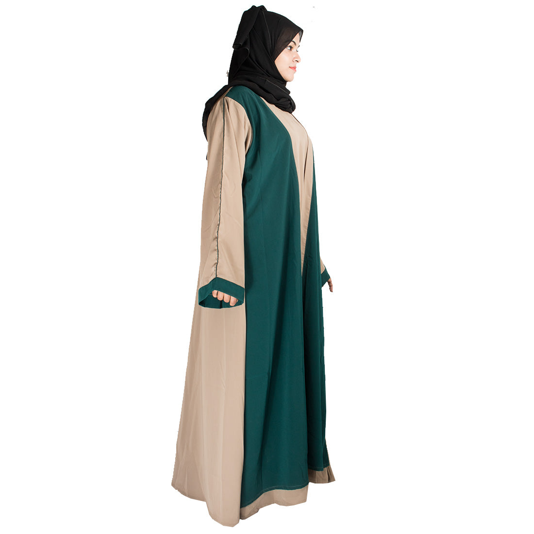 Beautiful Self Design Beige Shrug Crepe Abaya Without Hijab