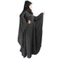 Beautiful Self Design Black Gala Moti Kaftan Art Silk Abaya With Hijab