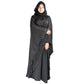 Beautiful Self Design Black Gala Moti Kaftan Art Silk Abaya With Hijab