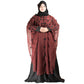 Beautiful Self Design Maroon Farasha Art Silk Abaya With Hijab