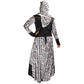 Beautiful Self Design Black & White Lycra Abaya With Hijab