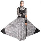 Beautiful Self Design Black & White Lycra Abaya With Hijab