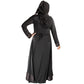 Beautiful Self Design Black Lycra Belt Abaya With Hijab