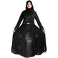 Beautiful Self Design Black Lycra Belt Abaya With Hijab
