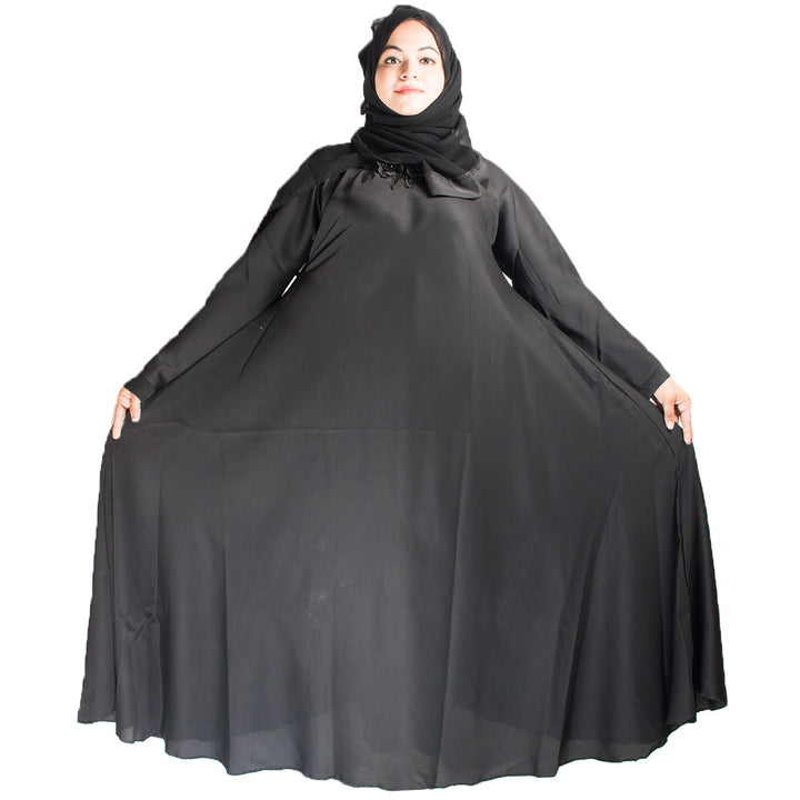 Products Beautiful Self Design Black Patch Art Silk Abaya With Hijab