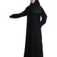 Beautiful Self Design Black Nida Art Silk Abaya With Hijab_0648