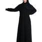Beautiful Self Design Black Nida Art Silk Abaya With Hijab_0648