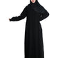 Beautiful Self Design Black Nida Art Silk Abaya With Hijab_0648