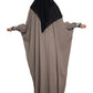 Modest City Self Design Grey Beighi Embroidery Crepe Abaya or Burqa With Hijab for Women & Girls-Series Laiba