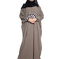 Modest City Self Design Grey Beighi Embroidery Crepe Abaya or Burqa With Hijab for Women & Girls-Series Laiba