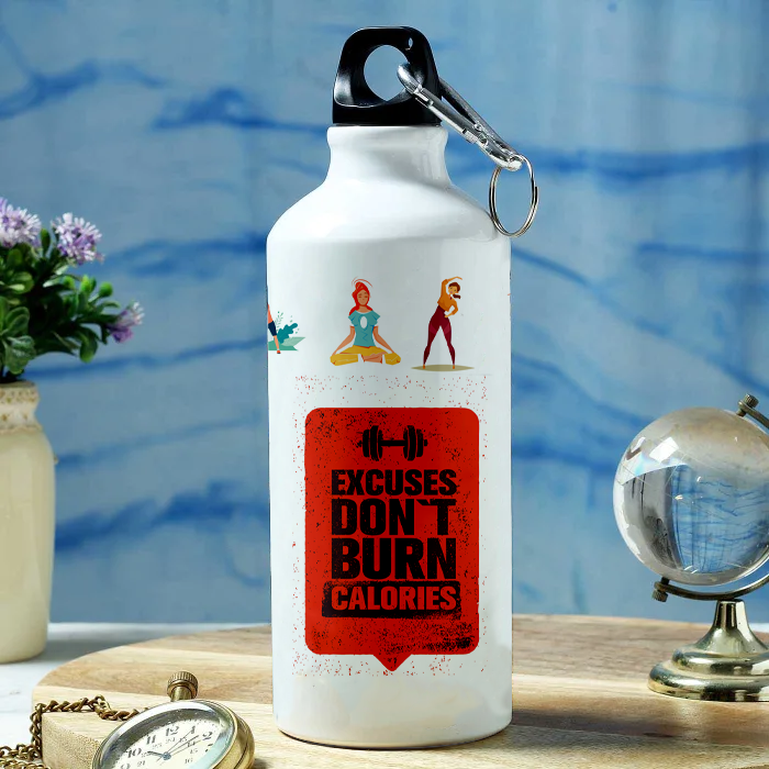 Modest City Beautiful Gym Design Sports Water Bottle 600ml Sipper (Excuses Don't Burn Calories)