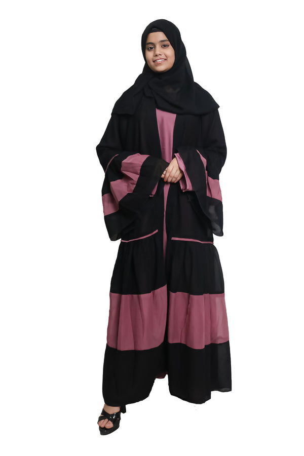 Modest City Design Double Layer Shrug Nida Fabric Abaya or Burqa for Women & Girls-Series Laiba