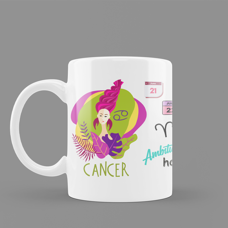Modest City Beautiful Exclusive Cancer Zodiac Sign Round Ceramic Coffee Mug