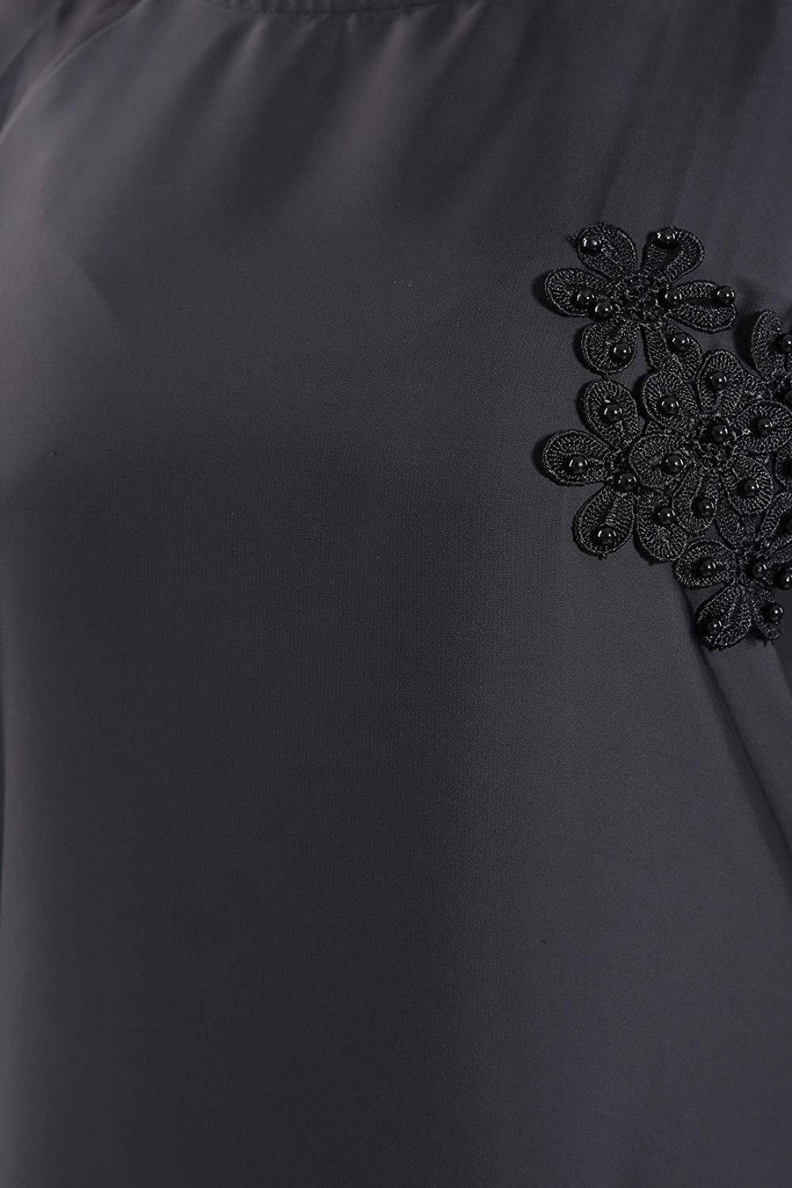 Beautiful Self Design Grey 3Fool Art Silk Abaya With Hijab_0310