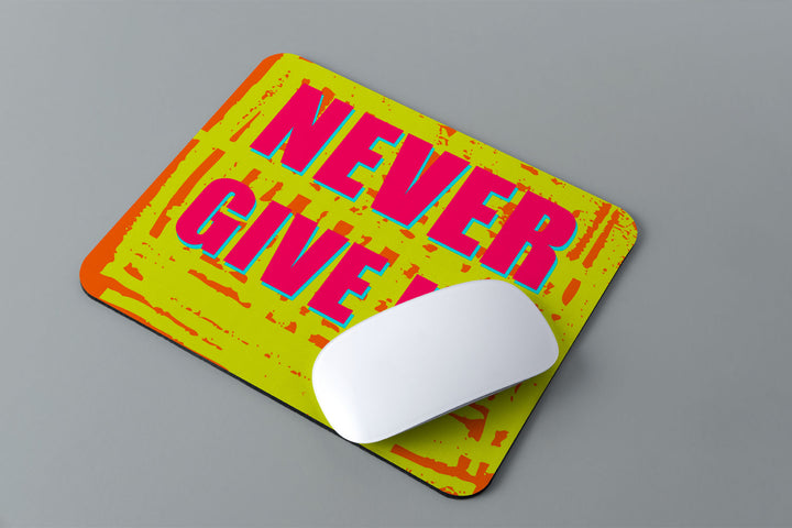 Modest City Beautiful 'Never Give Up' Printed Rubber Base Anti-Slippery Motivational Design Mousepad for Computer, PC, Laptop_004