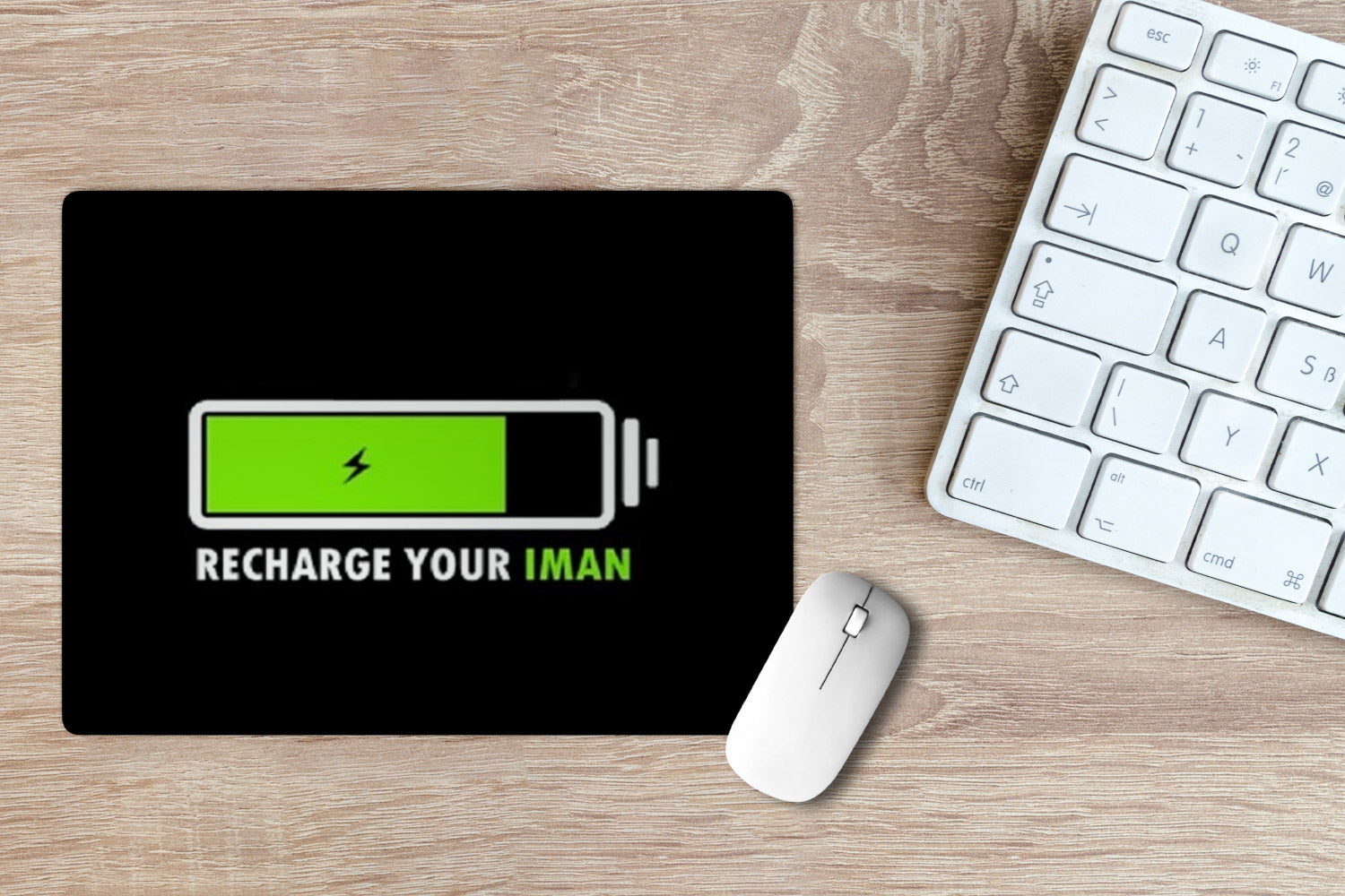 Recharge Your Iman' Printed Non-Slip Rubber Base Mouse Pad for Laptop, PC, Computer.
