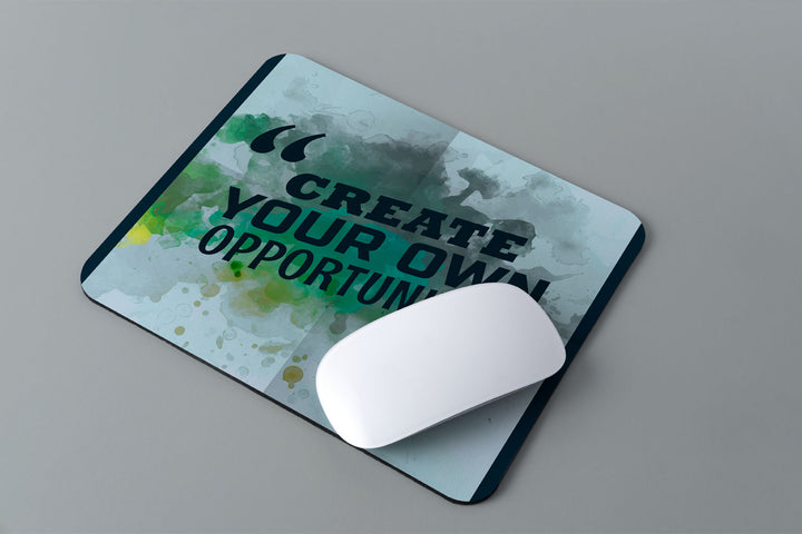 Modest City Beautiful 'Create Your Own Opportunities' Printed Rubber Base Anti-Slippery Motivational Design Mousepad for Computer, PC, Laptop_008