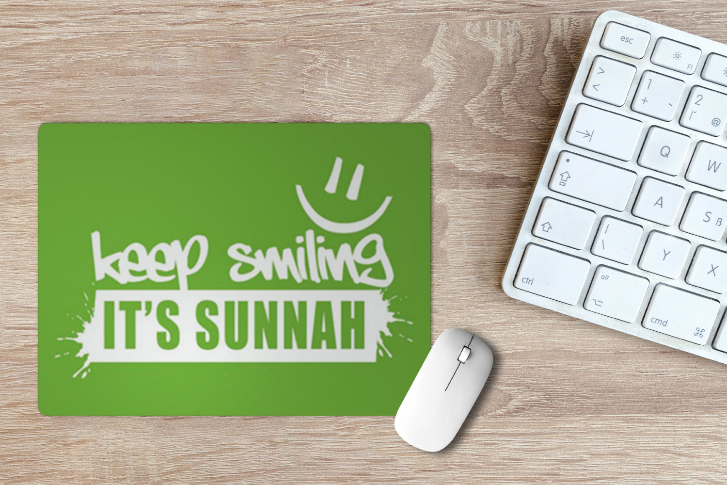 Keep smiling It's Sunnah' Printed Non-Slip Rubber Base Mouse Pad for Laptop, PC, Computer.