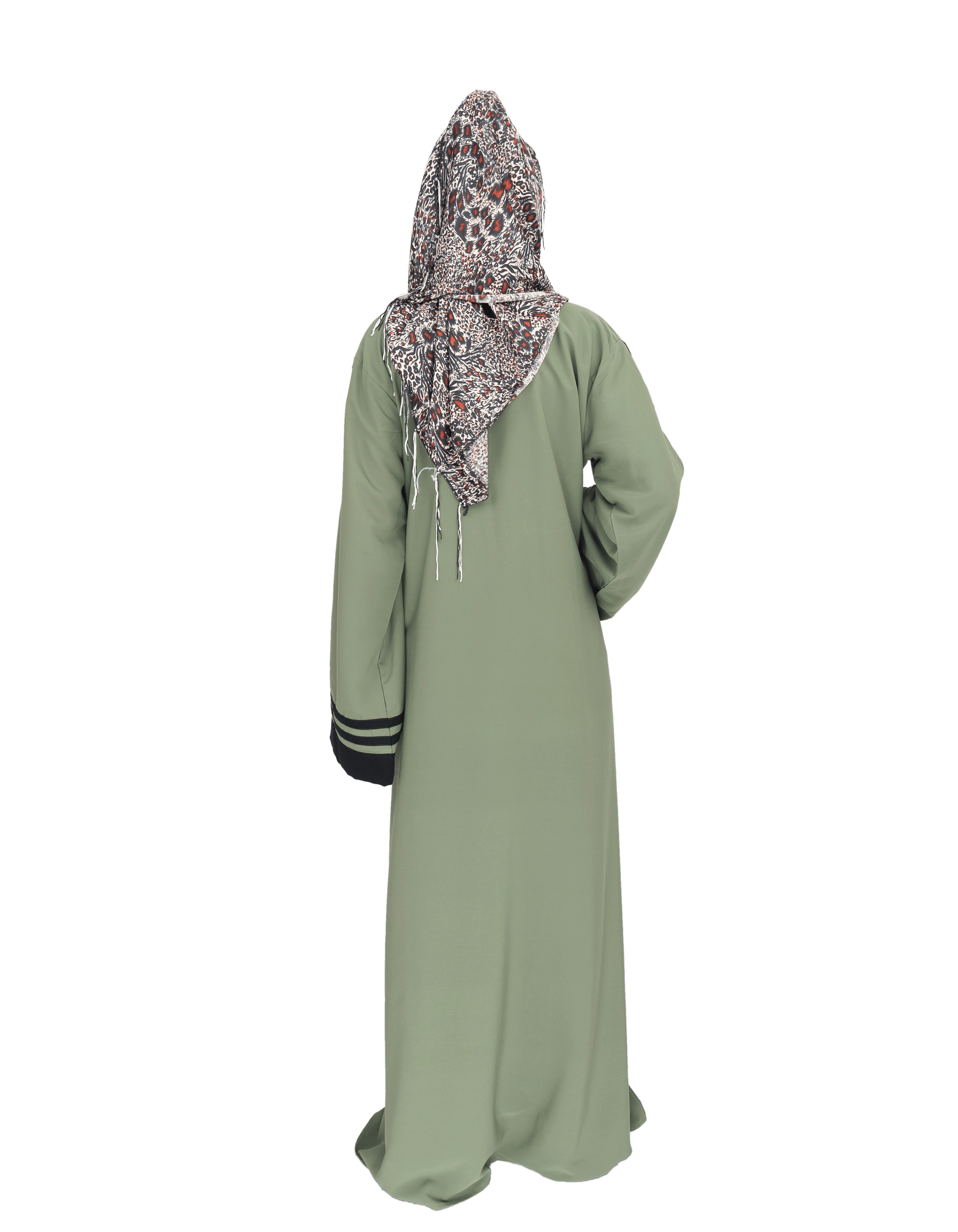 Beautiful Self Design Green Crepe Abaya Without Hijab_0520