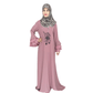 Beautiful Self Design Pink Embroidered Frill Crepe Abaya Without Hijab_0523
