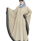 Beautiful Self Design Beige 3 Patti Kaftan Crepe Abaya Without Hijab